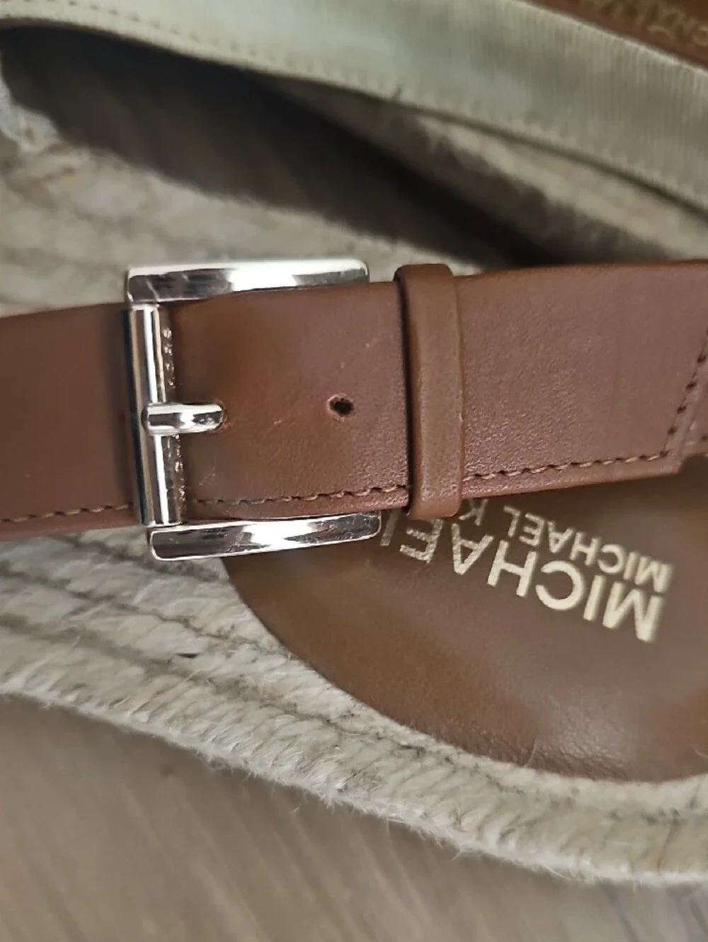 MICHAEL Michael Kors Natural Canvas & Tan Leather Espadrille Slingbacks